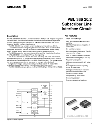 PBL38620/2SHT datasheet: Subscriber line interface circuit PBL38620/2SHT