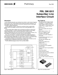 PBL38665/2QNS datasheet: Subscriber line interface circuit PBL38665/2QNS