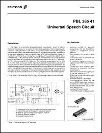PBL38541/1N datasheet: Universal speech circuit PBL38541/1N