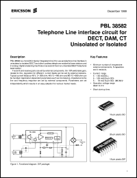 PBL38582/2SOS datasheet: Telephone line interface circuit for DECT, DAM, CT unisolated or isolated PBL38582/2SOS