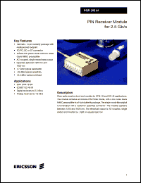 PGR20301 datasheet: PIN receiver module for 2.5 Gb/s PGR20301