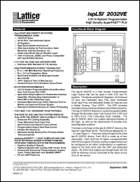 ISPLSI2032VE-225LT48 datasheet: 225 MHz 3.3V in-system prommable superFAST high density PLD ISPLSI2032VE-225LT48