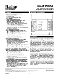 ISPLSI2032VL-180LJ44 datasheet: 180 MHz 2.5V in-system prommable superFAST high density PLD ISPLSI2032VL-180LJ44