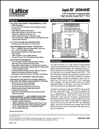 ISPLSI2064VE-200LT100 datasheet: 280 MHz 3.3V in-system prommable superFAST high density PLD ISPLSI2064VE-200LT100