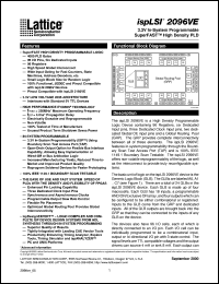 ISPLSI2096VE-250LT128 datasheet: 250 MHz 3.3V in-system prommable superFAST high density PLD ISPLSI2096VE-250LT128