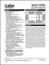 ISPLSI2192VL-100LB144 datasheet: 100 MHz 2.5V in-system prommable superFAST high density PLD ISPLSI2192VL-100LB144