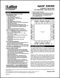 ISPLSI5384VA-125LQ208 datasheet: 125 MHz in-system prommable 3.3V superWIDE high density PLD ISPLSI5384VA-125LQ208