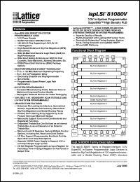 ISPLSI81080V-90LB272 datasheet: 90 MHz 3.3V in-system prommable superBIG high density PLD ISPLSI81080V-90LB272