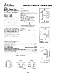 CD4020BE datasheet:  CMOS 14-STAGE RIPPLE-CARRY BINARY COUNTER/DIVIDER CD4020BE