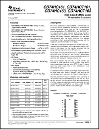 CD54HC161F3A datasheet:  HIGH SPEED CMOS LOGIC 4-BIT BINARY COUNTER WITH ASYNCHRONOUS RESET CD54HC161F3A