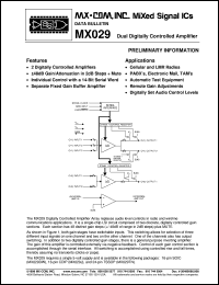 MX029DW datasheet: Dual digital controlled amplifier MX029DW