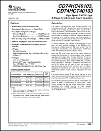 CD54HC40103F3A datasheet:  HIGH SPEED CMOS LOGIC 8-STAGE SYNCHRONOUS DOWN COUNTERS CD54HC40103F3A