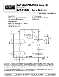 MX105ADW datasheet: Tone detector MX105ADW