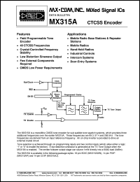 MX315ADW datasheet: CTCSS encoder MX315ADW