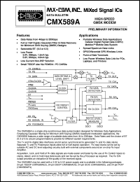 CMX589AE2 datasheet: High speed GMSK modem CMX589AE2