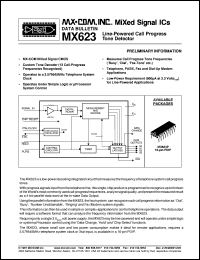 MX623P datasheet: Line-powered call progress tone detector MX623P