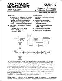 CMX639E2 datasheet: Consumer/commercial CVSD digital voice CODEC CMX639E2