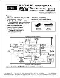 MX826DW datasheet: AMPS/NAMPS system audio processor MX826DW