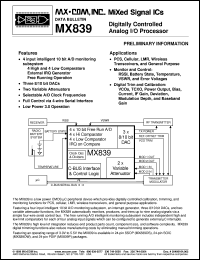 MX839DW datasheet: Digitally controlled analog I/O processor MX839DW