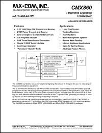 MX860D6 datasheet: Telephone signaling transceiver MX860D6