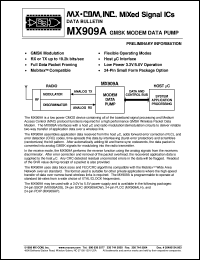 MX909ADW datasheet: GMSK modem data pump MX909ADW