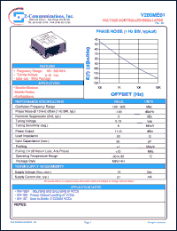 V200ME01 datasheet: 195-305 MHz VCO (Voltage Controlled Oscillator) V200ME01