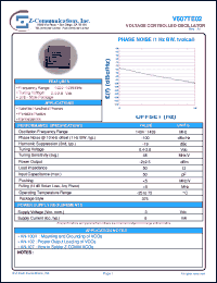V607TE02 datasheet: 1404-1439 MHz VCO (Voltage Controlled Oscillator) V607TE02