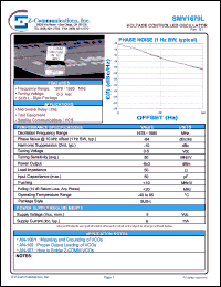 SMV1679L datasheet: 1678-1680 MHz VCO (Voltage Controlled Oscillator) SMV1679L