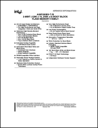 AB28F200BX-T90 datasheet: 2-Mbit(128K x 16, 256K x 8) boot block flash memory family. Access speed 90 ns AB28F200BX-T90