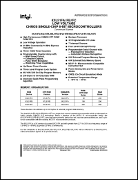 TN80L51FA-20 datasheet: CHMOS single-chip 8-bit microcontroller. 3.5 MHz to 20 MHz, 2.7 V to 3.6 V, ROMLESS version TN80L51FA-20