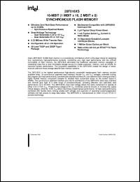 E28F016XS-25 datasheet: 16-Mbit (1 Mbit x 16,2 Mbit x 8) synchronous flash memory. Vcc=3.3, 50 pF load, 1.5V I/O levels E28F016XS-25