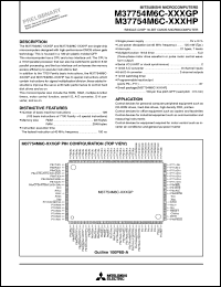 M37754M6C-XXXHP datasheet: Single-chip 16-bit microcomputer. ROM 48 Kbytes , RAM 2048 bytes. M37754M6C-XXXHP