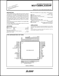 M37736M4LXXXHP datasheet: Single-chip 16-bit microcomputer. ROM 32 Kbytes, RAM 2048 bytes. M37736M4LXXXHP