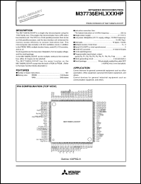 M37736EHLXXXHP datasheet: Single-chip 16-bit microcomputer. PROM 124 Kbytes, RAM 3968 bytes. M37736EHLXXXHP