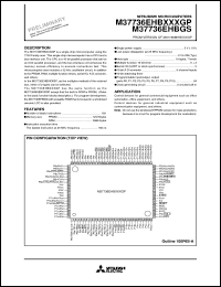 M37736EHBXXXGP datasheet: Single-chip 16-bit microcomputer. PROM 124 Kbytes, RAM 3968 bytes. M37736EHBXXXGP