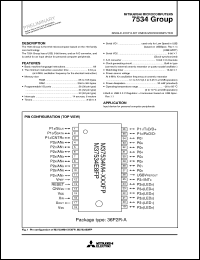 M37534M4-XXXSP datasheet: Single-chip 8-bit CMOS microcomputer. ROM 8192, RAM 256 bytes, Mask ROM M37534M4-XXXSP