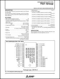 M37531E8FP datasheet: Single-chip 8-bit CMOS microcomputer. PROM 16384 bytes, RAM 384 bytes, One time PROM M37531E8FP