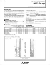 M34570EDFP datasheet: Single-chip 4-bit CMOS microcomputer. PROM 16384 words x 10 bits, RAM 128 words x 4 bits. One time PROM. M34570EDFP