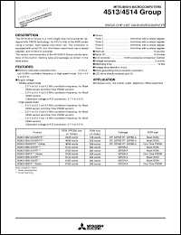 M34514M8-XXXFP datasheet: Single-chip 4-bit CMOS microcomputer. ROM 8192 words x 10 bits, RAM 384 words x 4 bits. Mask ROM. M34514M8-XXXFP