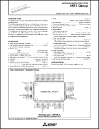 M38B57MC-XXXFP datasheet: Single-chip 8-bit CMOS microcomputer. ROM 49152 (49022) bytes, RAM 1024 bytes.Mask ROM version. M38B57MC-XXXFP