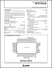 M38198ECFP datasheet: Single-chip 8-bit microcfomputer. PROM 49152 bytes, RAM 1536 bytes. One time PROM version M38198ECFP