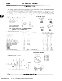 NJM4559D datasheet: Dual operational amplifier NJM4559D