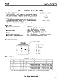 NJG1518KB2 datasheet: SPDT switch  GaAs MMIC NJG1518KB2