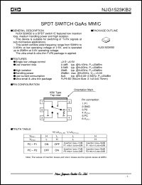 NJG1523KB2 datasheet: SPDT switch  GaAs MMIC NJG1523KB2
