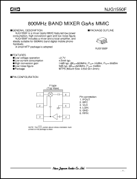 NJG1550F datasheet: 800MHz band mixer  GaAs MMIC NJG1550F