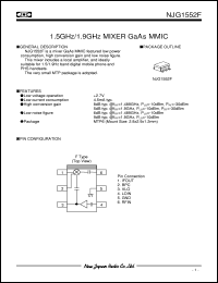 NJG1552F datasheet: 1.5/1.9GHz mixer  GaAs MMIC NJG1552F