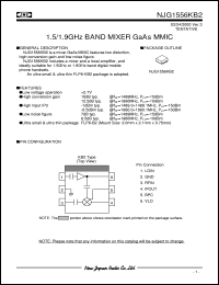 NJG1556KB2 datasheet: 1.5/1.9GHz band mixer  GaAs MMIC NJG1556KB2