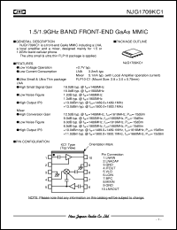NJG1709KC1 datasheet: 1.5/1.9GHz band front-end  GaAs MMIC NJG1709KC1