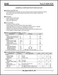 NJL5190K-F datasheet: General purpose photo reflector NJL5190K-F