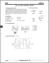 NJM022BD datasheet: Dual low power operational amplifier NJM022BD